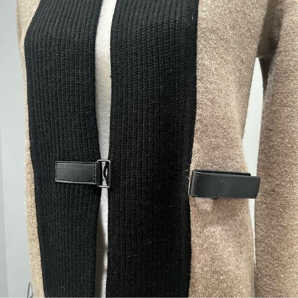 NEW Ann Taylor Wool Longline Colorblock Belt Knit Ribbed Cardigan Sweater Coat … - Picture 6 of 16